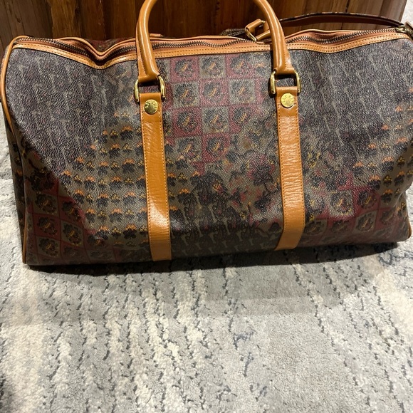 ESCADA Vintage Leather Boston Bag Leather Drum Bag Etro Handle And Strap - Picture 7 of 13